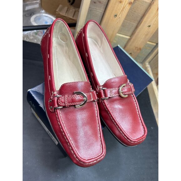 Anne Klein Red Leather Ritchey1 Loafers Size 10 M Womens Slip-On Driving Shoes - Picture 2 of 9
